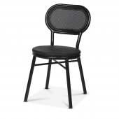 Krzesło aluminiowe Grasse, kawiarniane, ogrodowe, siedzisko 46 cm, tekstylia, czarne, XIRBI 78654